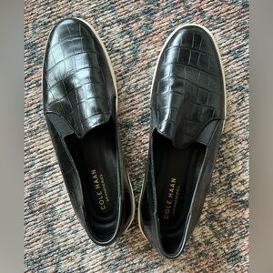 Col Haan Black Leather Slip Ons